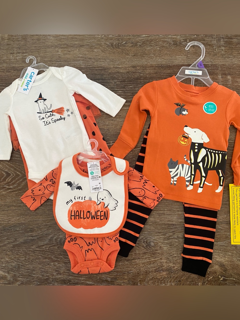 Carter's Orange & White Halloween Baby Sets in 3 sizes